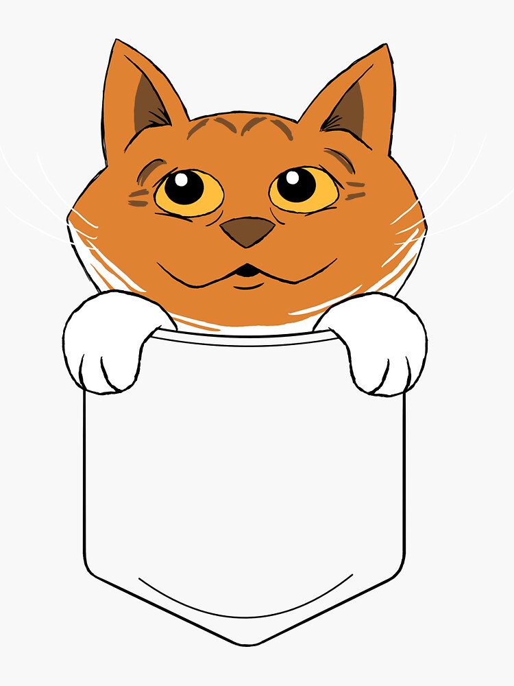 Thumbnail 3 of 3, Sticker, Cuddly Kitten Sitting in Shirt Pocket designed and sold by captainscifiart.