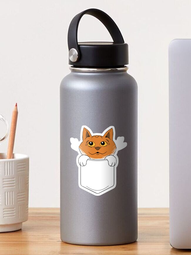Thumbnail 1 of 3, Sticker, Cuddly Kitten Sitting in Shirt Pocket designed and sold by captainscifiart.