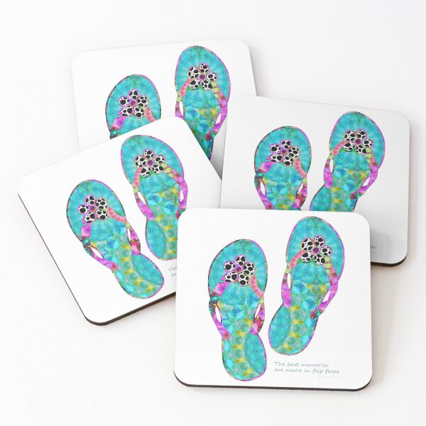 Item preview, Happy Beach Memories - Vibrant Flip Flop Art - Sharon Cummings designed and sold by Sharon Cummings Art.