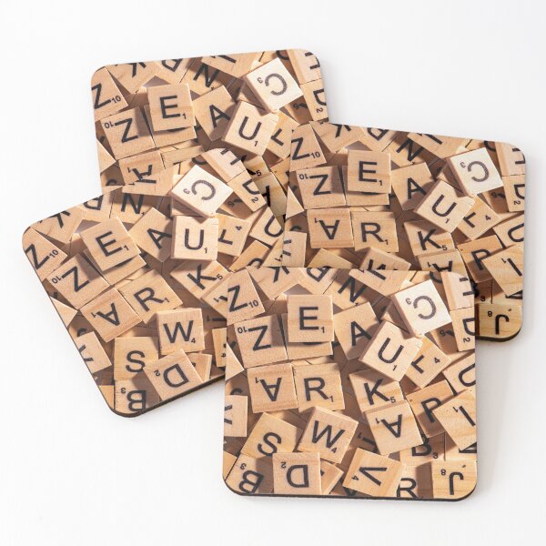 Wooden Letter Tiles Coasters (Set of 4)