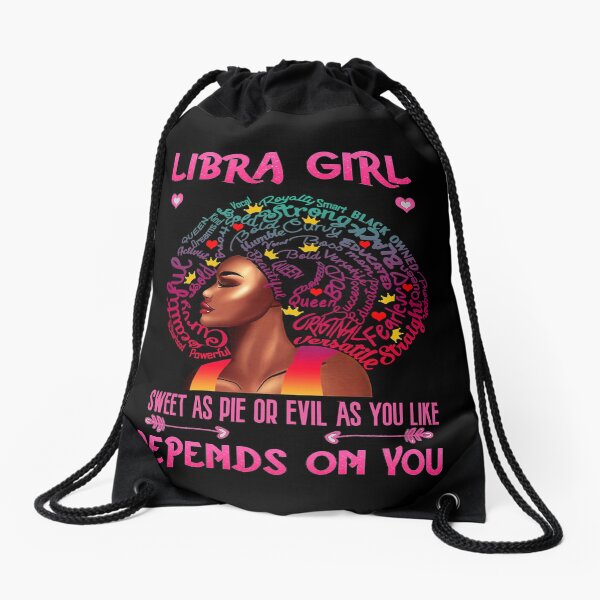 Libra Girl Afro Woman Drawstring Bag