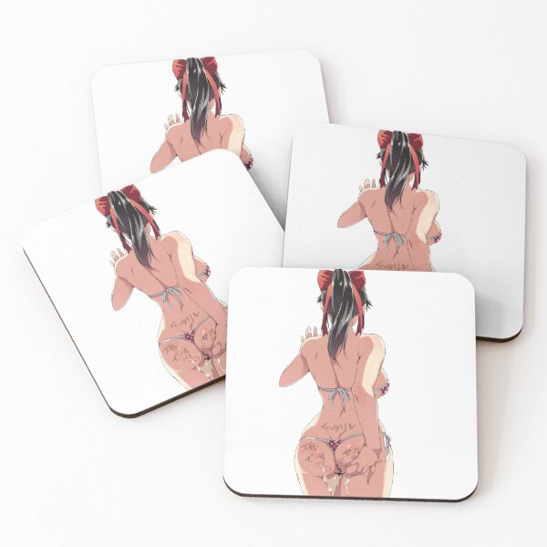 Sexy Anime Bikini Girl ass Car Slap Sticker Coasters (Set of 4)