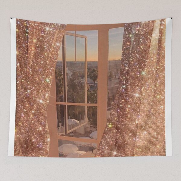 Item preview, Aesthetically pleasing vintage retro sparkly curtains dreamy view designed and sold by samararibas.