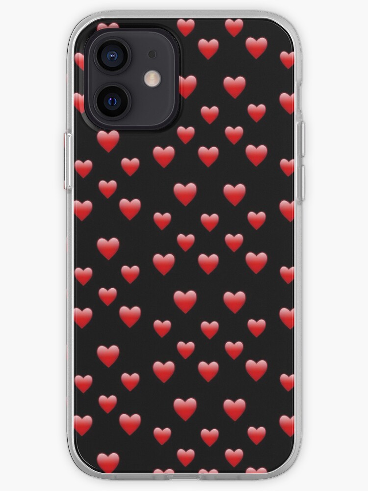 Rotes Herz Emoji Im Schwarzen Hintergrund Iphone Hulle Cover Von Denzhe Redbubble
