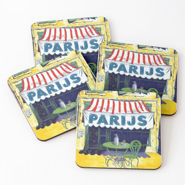Item preview, Paris France, Cafe, Vintage Travel Poster designed and sold by vintagevivian.