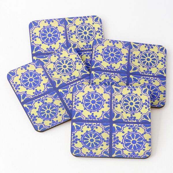 Item preview, Blue and Gold Painted Mexican Tile designed and sold by Talia Felix.