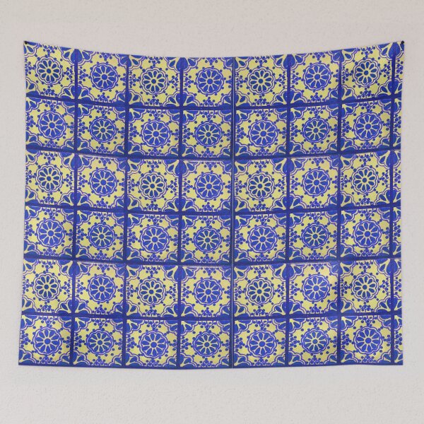 Item preview, Blue and Gold Painted Mexican Tile designed and sold by Talia Felix.