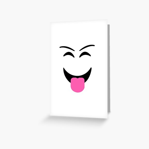 Prankster Greeting Cards Redbubble - goofball roblox face