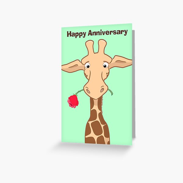 Giraffe and Rose Anniversary Card Greeting Card