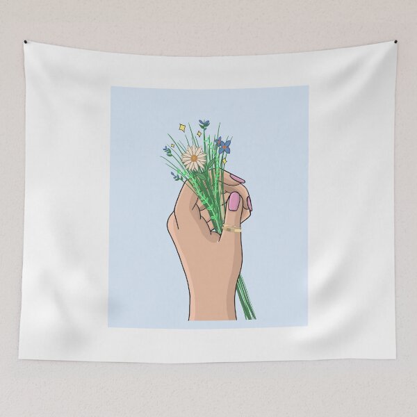 Item preview, hand with flowers baby blue designed and sold by hannahmossss.