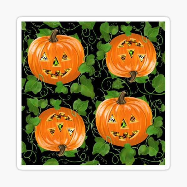 Item preview, Jack-o-lantern Pumpkin Patch on Black designed and sold by MamaODea.