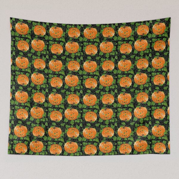 Item preview, Jack-o-lantern Pumpkin Patch on Black designed and sold by MamaODea.