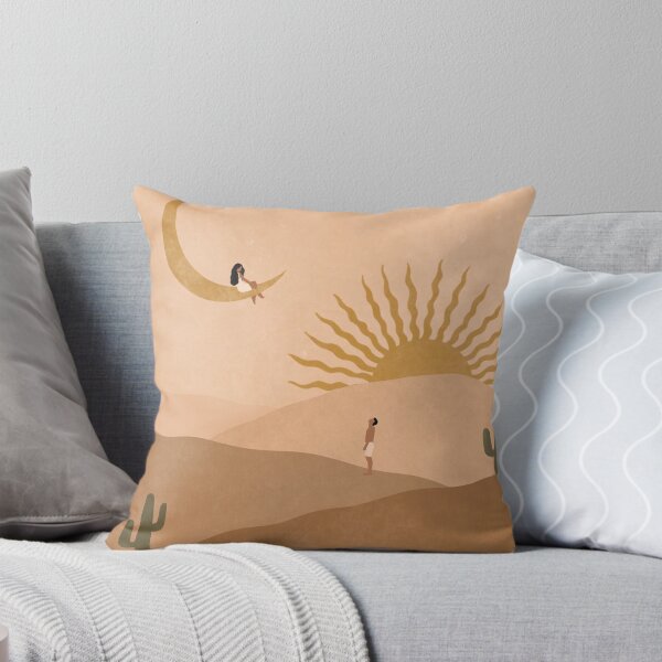 Aperçu de l'œuvre Motif terreux du désert de cactus soleil lune esthétique créée et vendue par samararibas.