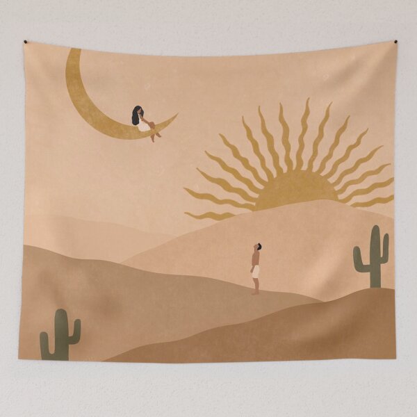 Item preview, Aesthetically pleasing sun moon cactus desert earthy pattern designed and sold by samararibas.