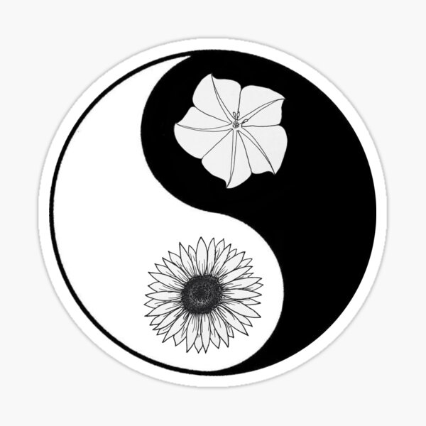 Sunflower And Moonflower Yin And Yang Sticker For Sale By Artmadebymia Redbubble 6204