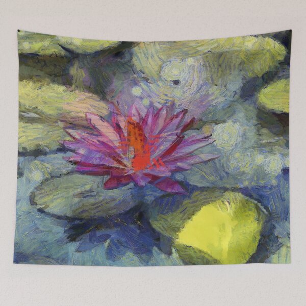 Item preview, Painted  water lilies in Vincent Van Gogh style designed and sold by AnnaMelekhina.