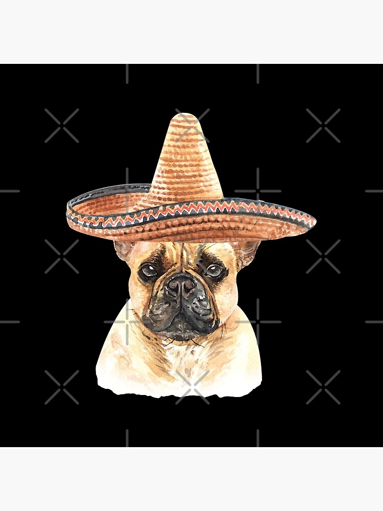 Watercolor French Bulldog Mexican Sombrero Hat by dog-gifts
