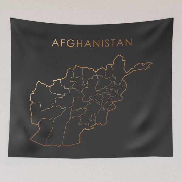 Item preview, Afghanistan Gold Outline Map with State Boundaries designed and sold by Alo.