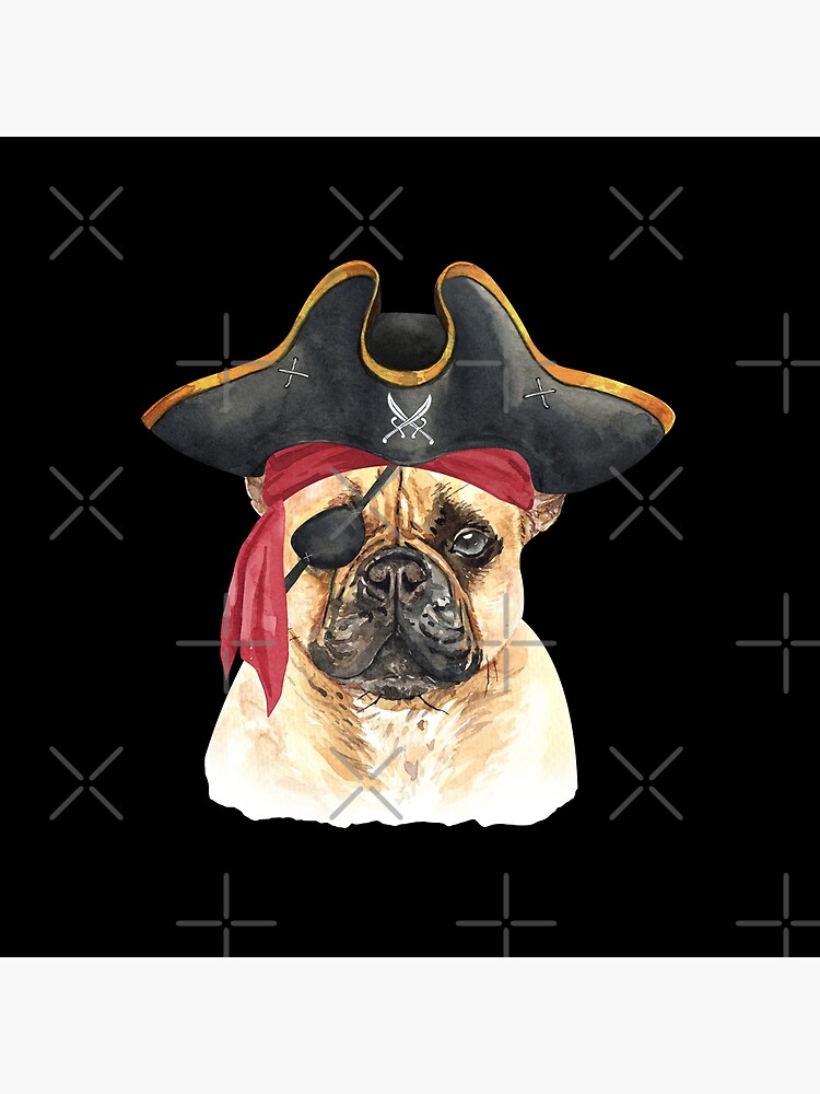 Watercolor French Bulldog Pirate Hat Eye Patch by dog-gifts