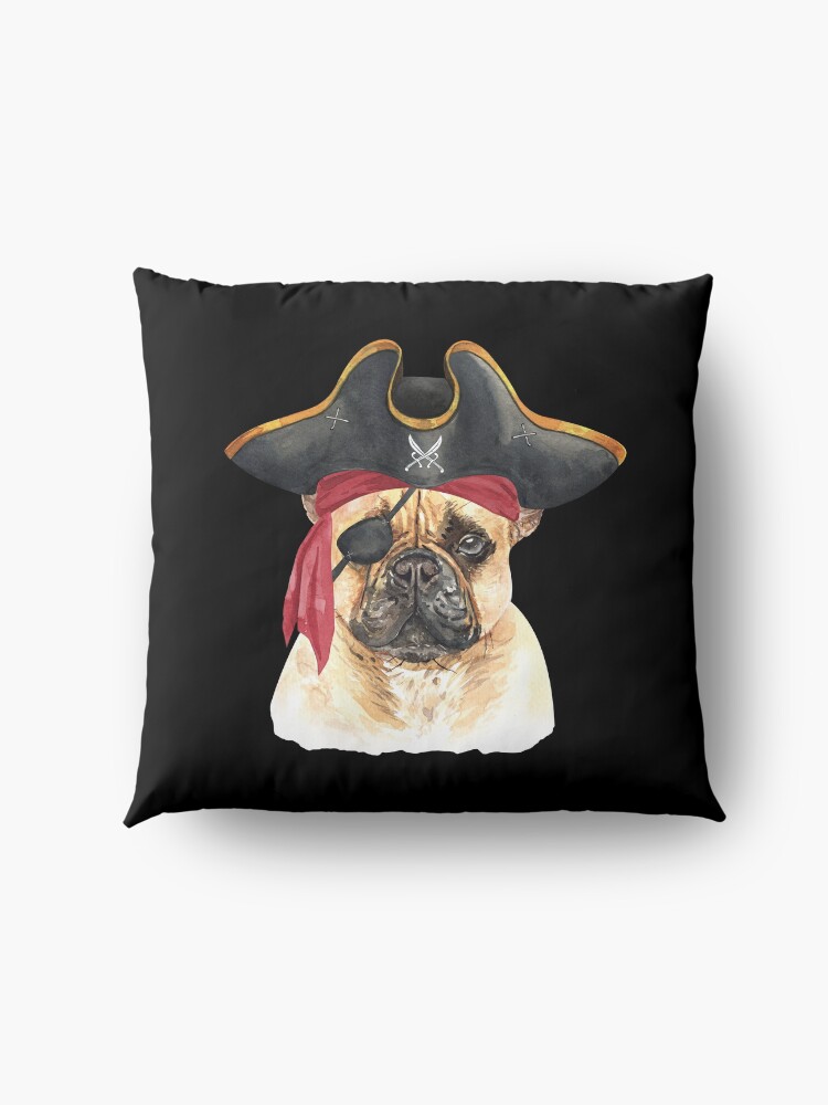 Alternate view of Watercolor French Bulldog Pirate Hat Eye Patch Floor Pillow