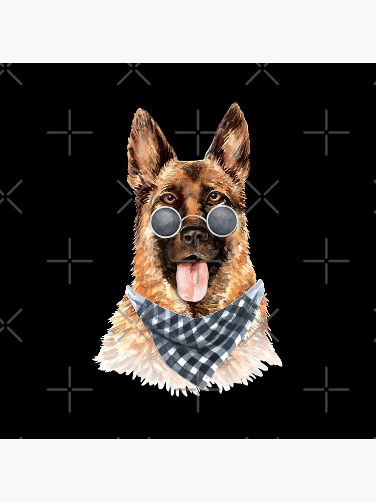 Watercolor German Shepherd Cool Biker by dog-gifts