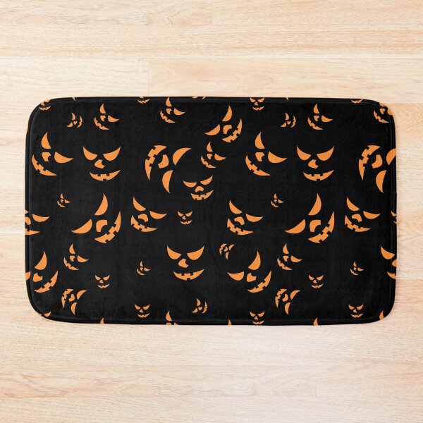 Item preview, Halloween pumpkin smile pattern on black bg designed and sold by tuzlay.