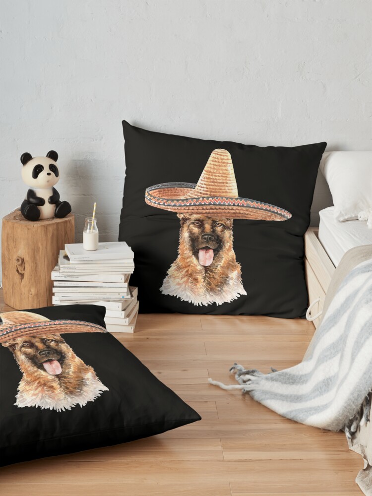 Alternate view of Watercolor German Shepherd Mexican Sombrero Hat Floor Pillow