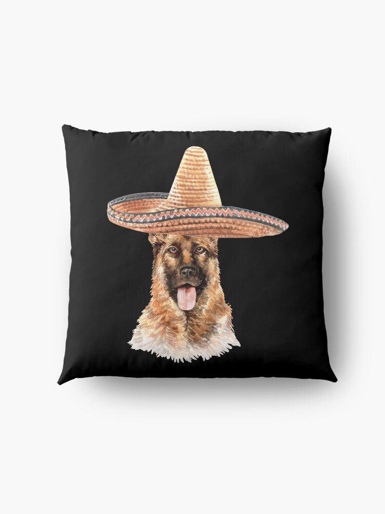 Alternate view of Watercolor German Shepherd Mexican Sombrero Hat Floor Pillow