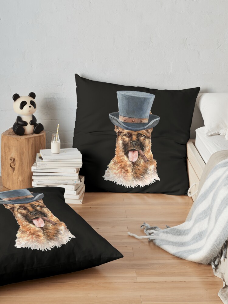 Alternate view of Watercolor German Shepherd Top Hat Floor Pillow