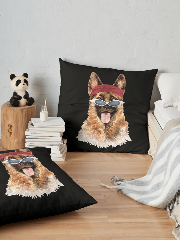 Alternate view of Watercolor German Shepherd shades,gym,exercise, Floor Pillow