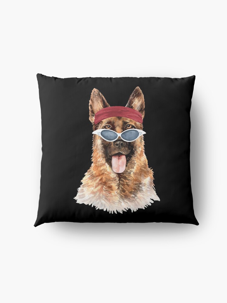 Alternate view of Watercolor German Shepherd shades,gym,exercise, Floor Pillow