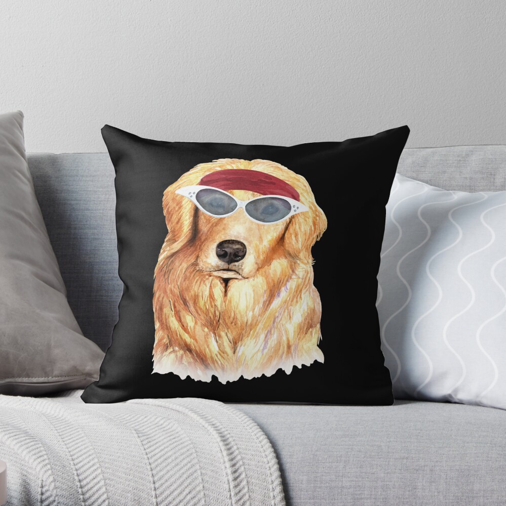 Watercolor Golden Shepherd shades,gym,exercise, Throw Pillow