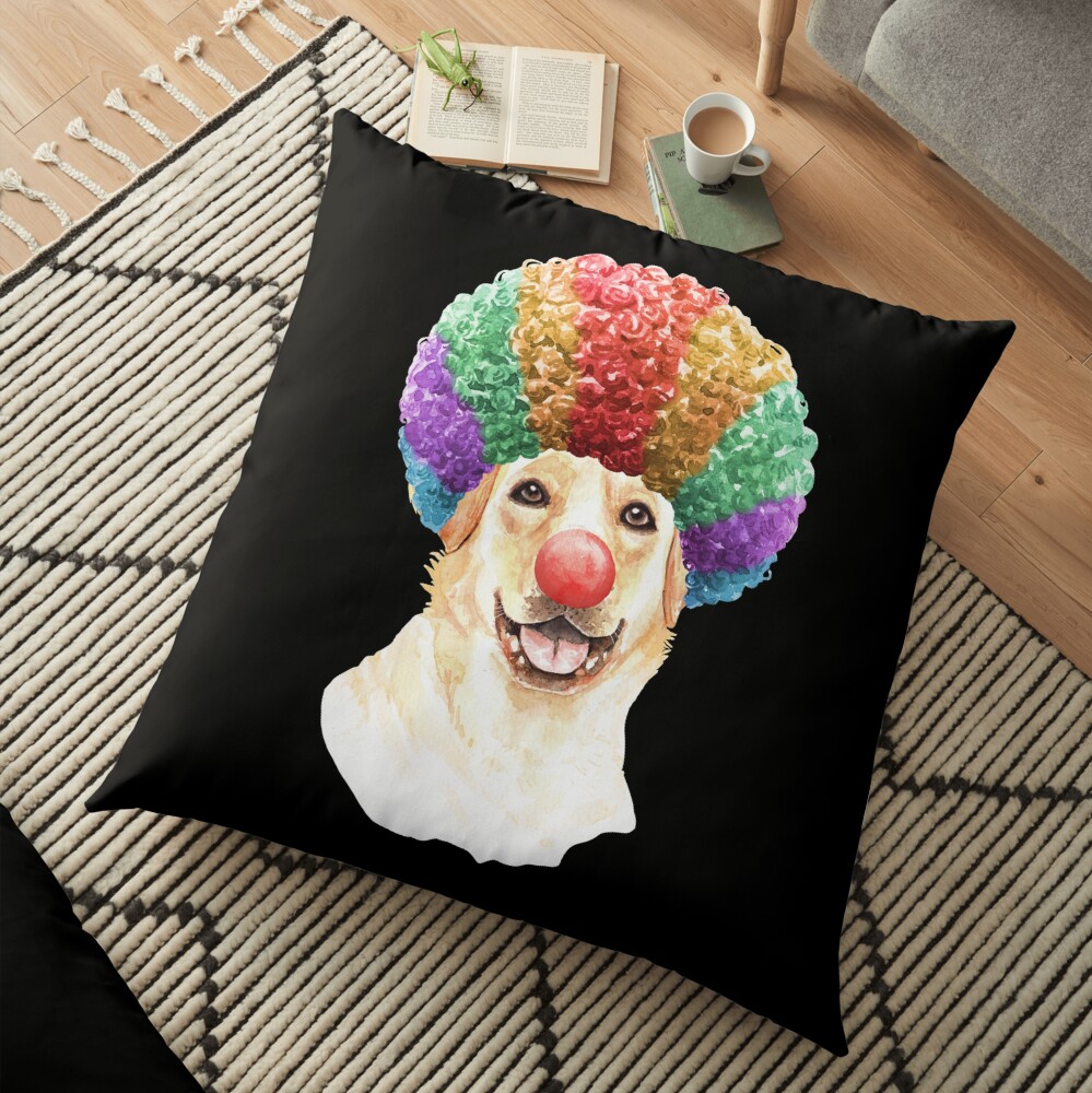Watercolor Labrador Retriever Clown Floor Pillow