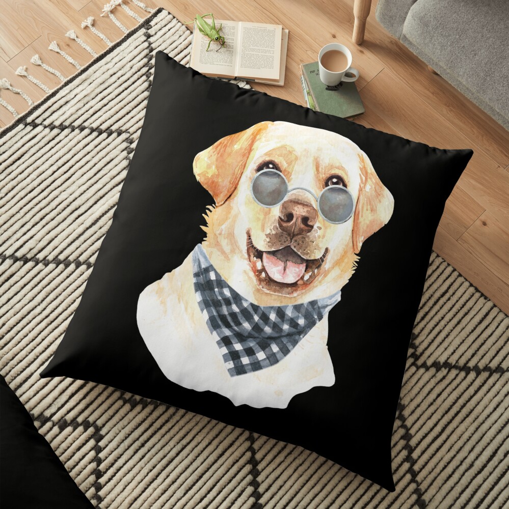 Watercolor Labrador Retriever Cool Biker Floor Pillow
