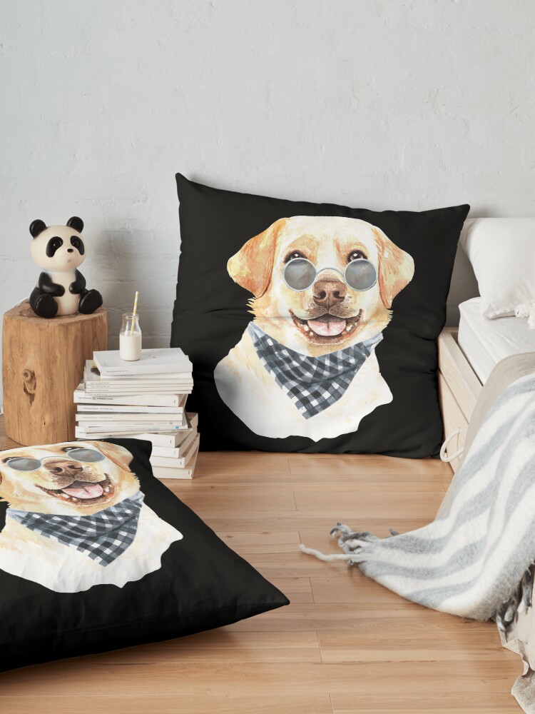 Alternate view of Watercolor Labrador Retriever Cool Biker Floor Pillow