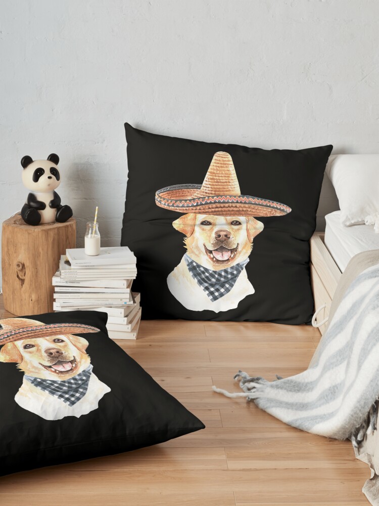 Alternate view of Watercolor Labrador Retriever Mexican Sombrero Hat Floor Pillow