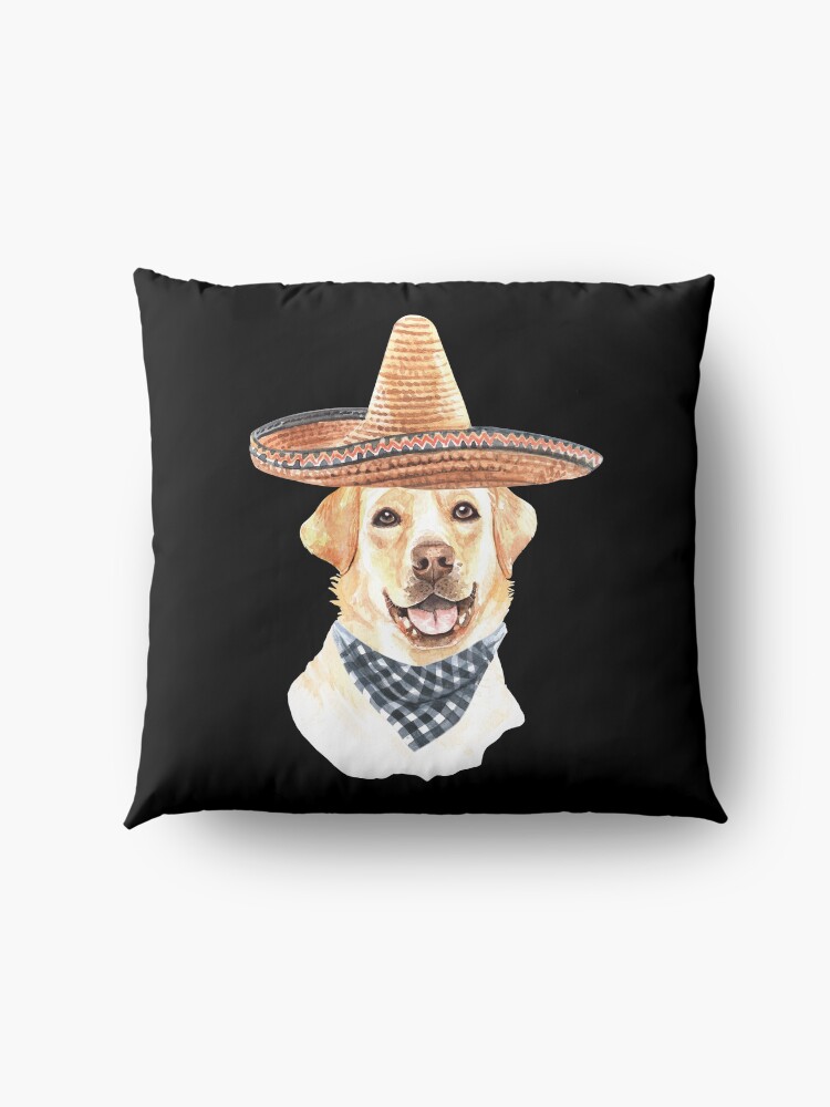 Alternate view of Watercolor Labrador Retriever Mexican Sombrero Hat Floor Pillow