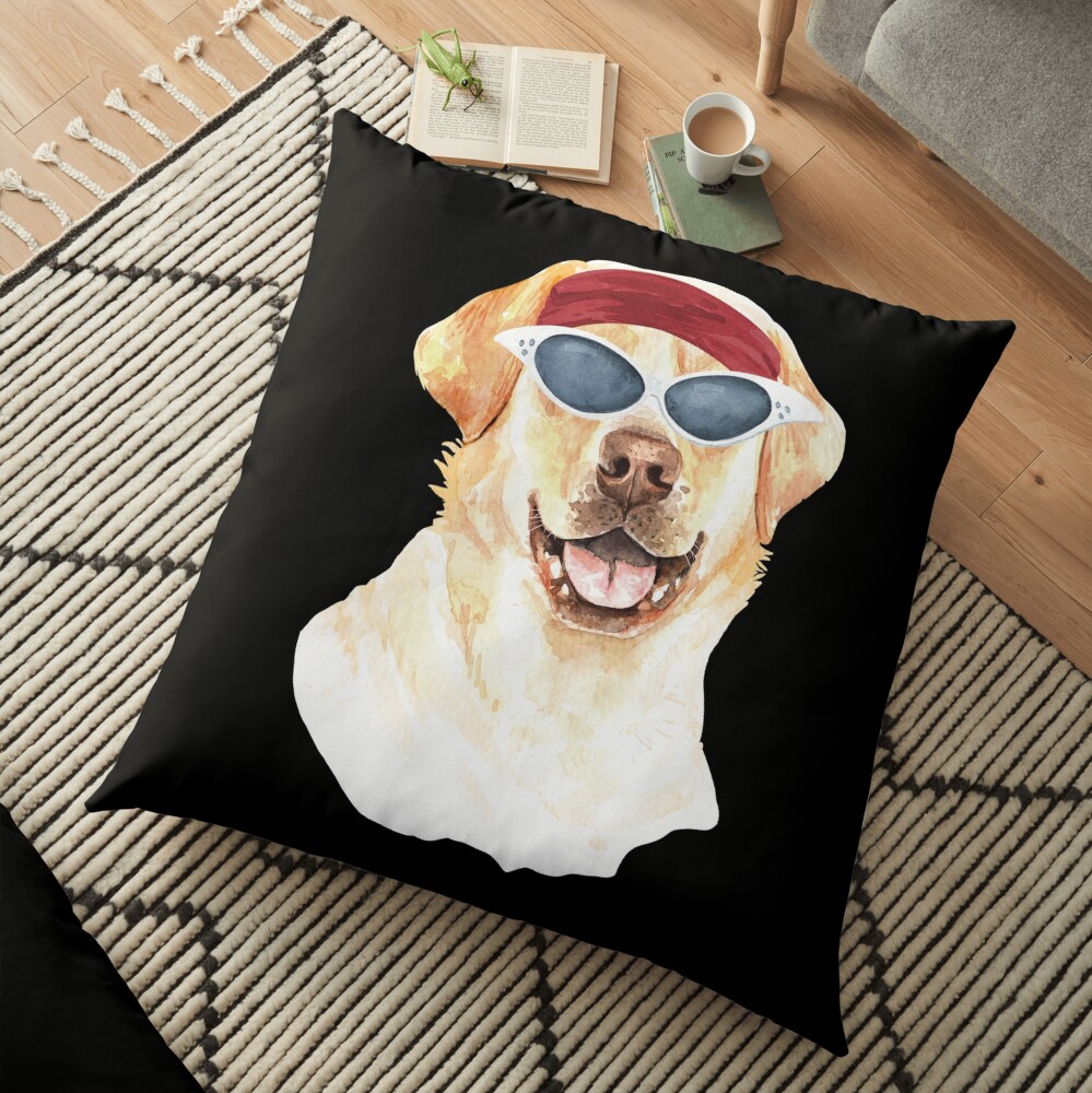 Watercolor Labrador Retriever shades,gym,exercise, Floor Pillow