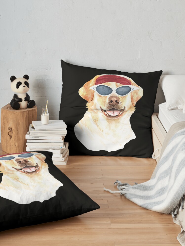 Alternate view of Watercolor Labrador Retriever shades,gym,exercise, Floor Pillow