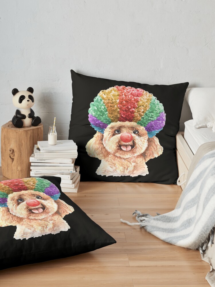 Alternate view of Watercolor Poodle Clown Floor Pillow