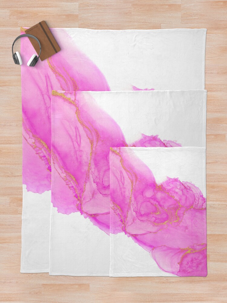 "Pink and Gold Alcohol ink" Throw Blanket by trajeado14 Redbubble