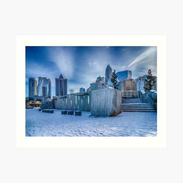 charlotte city skyline behind romare bearden park Art Print
