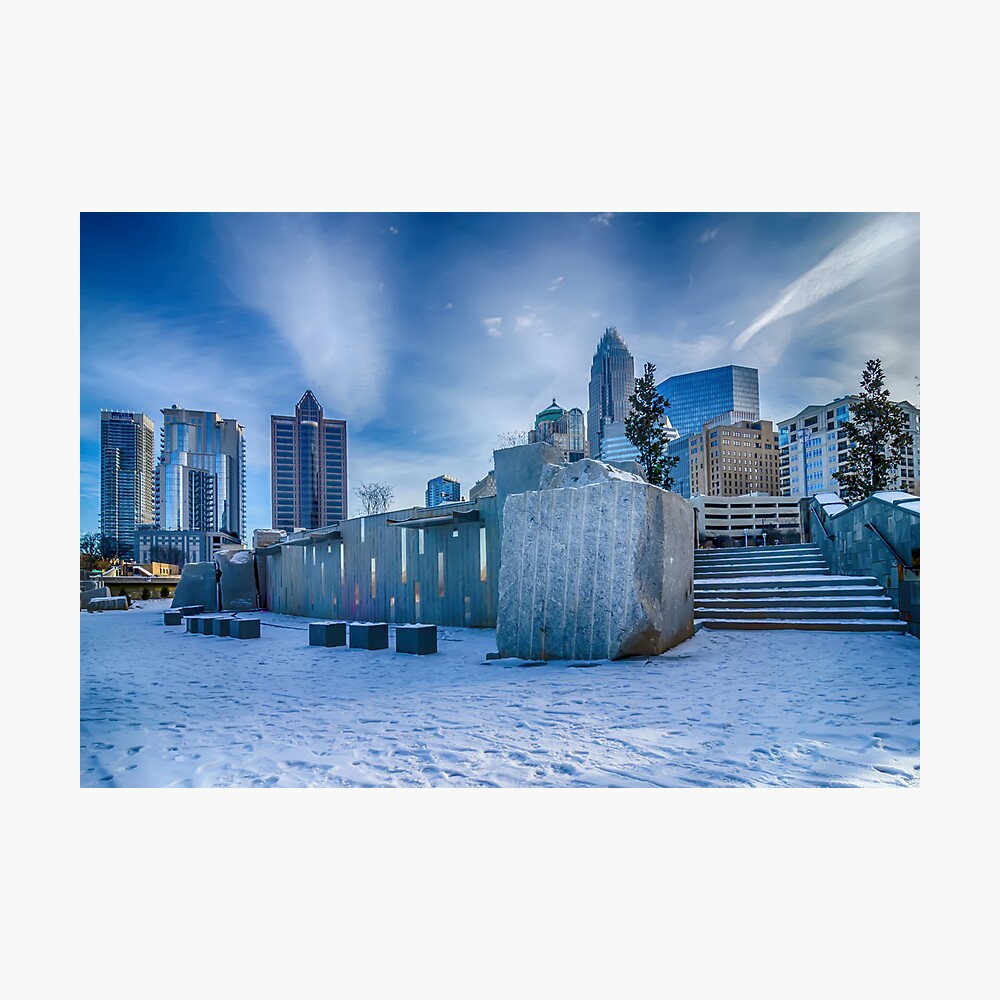 Skyline of uptown Charlotte North Carolina at night. by Alex Grichenko