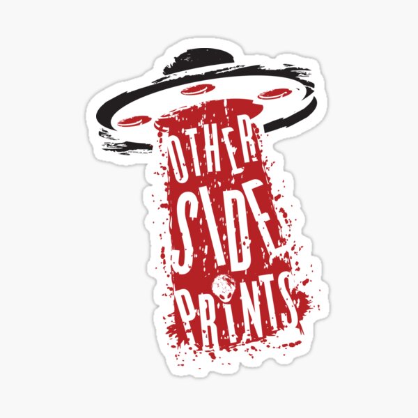 Red and Black Other Side Prints Logo Sticker
