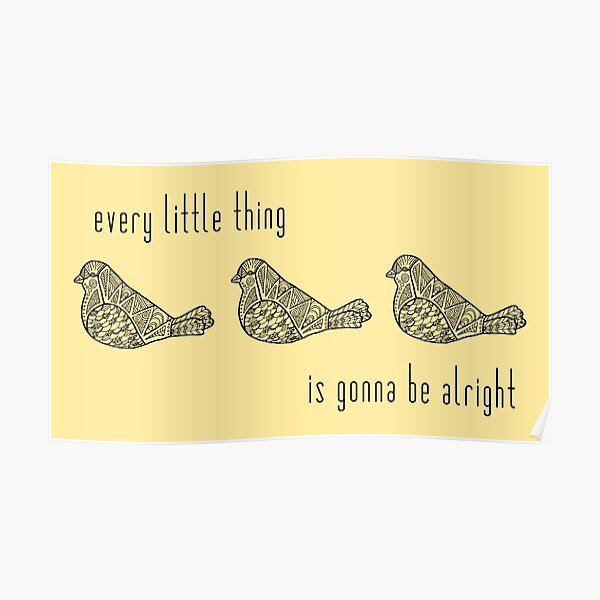 Three Little Birds : Black on Yellow Poster