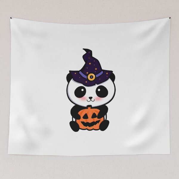 Item preview, Halloween PANDA With a witch hat hugging a pumpkin designed and sold by ButterflyX.