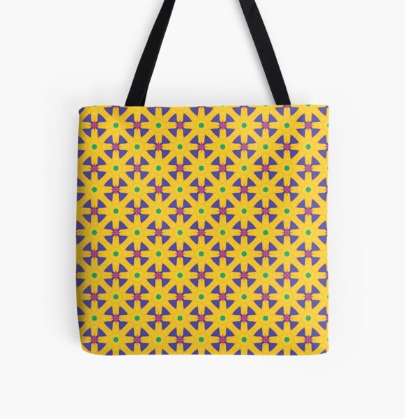 Geometric Daisies All Over Print Tote Bag