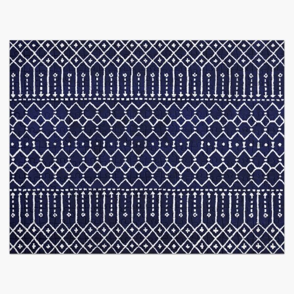 Indigo Dark Calm Blue Moroccan Atlas Style Design. Jigsaw Puzzle