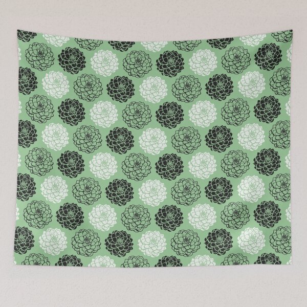 Item preview, Chrysanthemum Variations Seamless Pattern - Black, White and Faded Green designed and sold by Artberry.