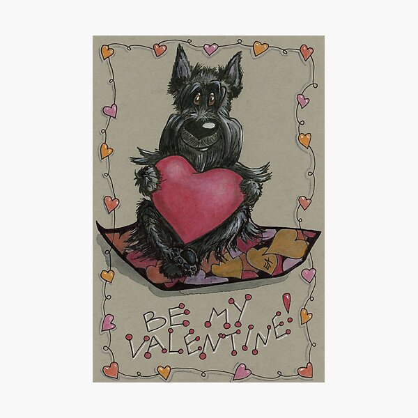 Valentine, Valentine's day, be mine, Scottie dog, Scottish terrier, Scottie, terrier, dog Photographic Print